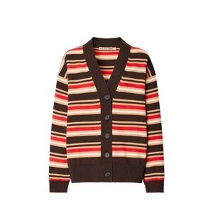 UNIQLO x MARNI Collaboration Striped Oversized Cardigan Dark Brown Women, size L